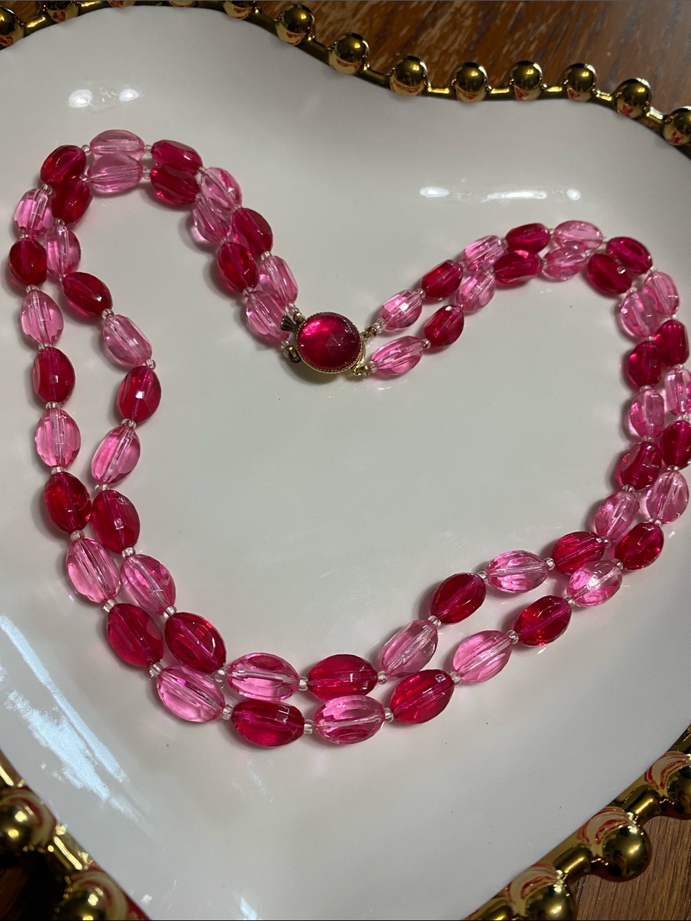 Hong Kong Pink Two-Strand Beaded Necklace
